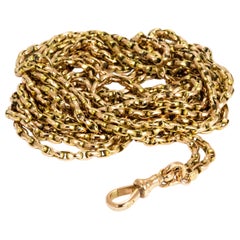 Victorian 9 Carat Gold Longuard Chain with Dog Clip