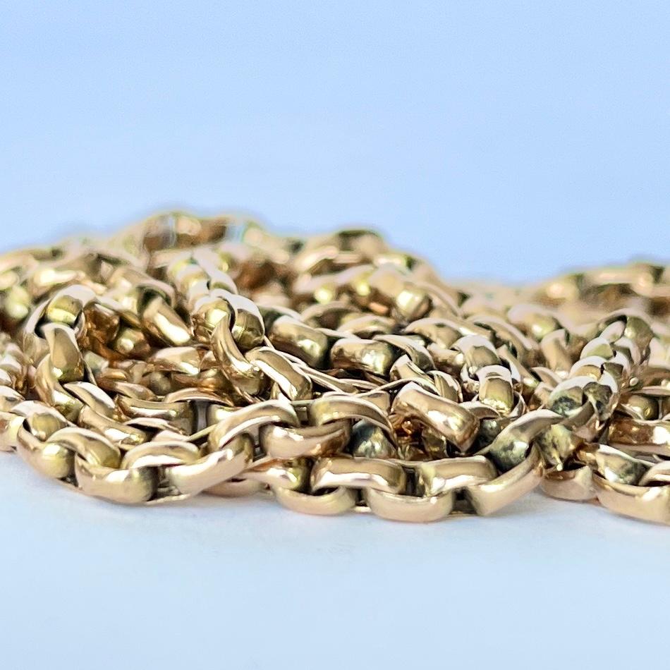 Viktorianische 9 Karat Gold Longuard Halskette im Zustand „Gut“ im Angebot in Chipping Campden, GB