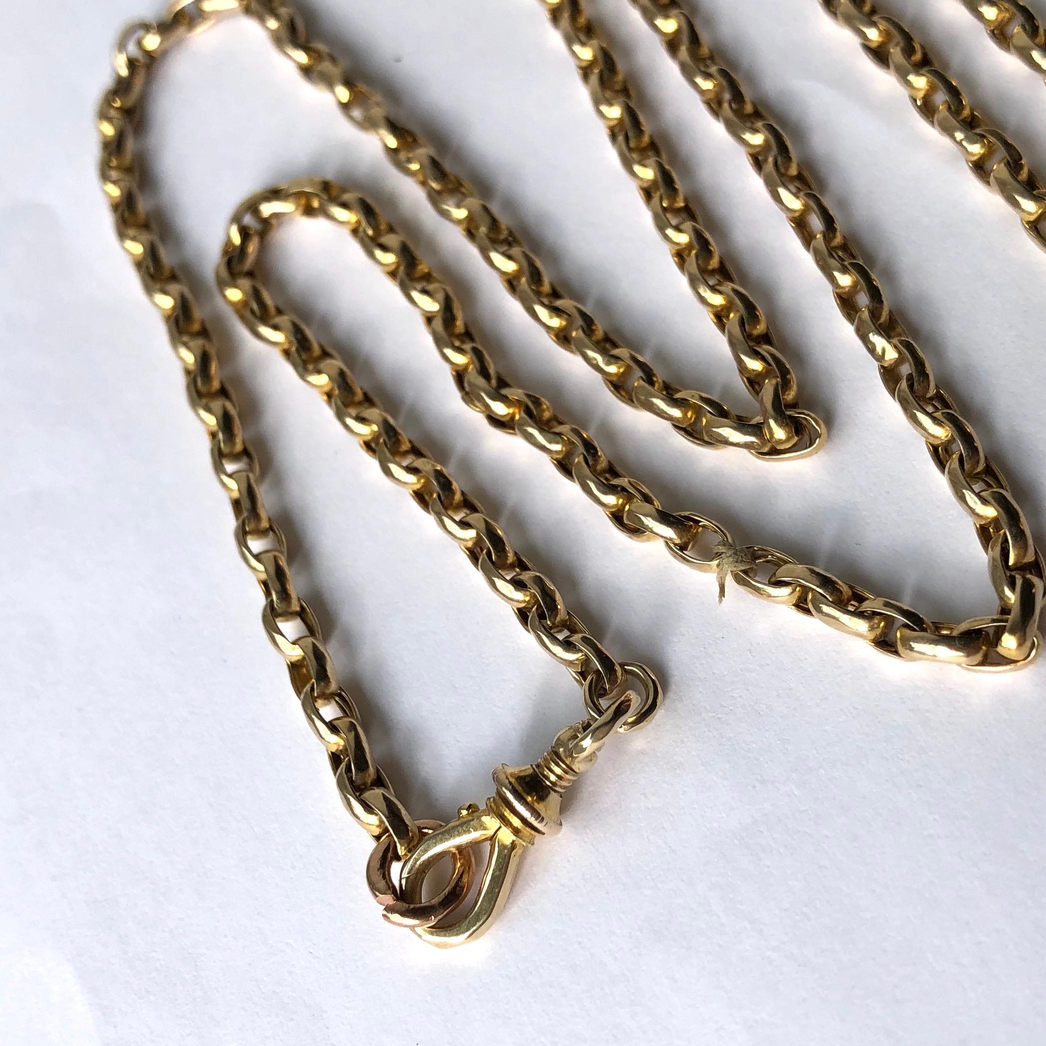 Victorian 9 Carat Gold Longuard Necklace In Good Condition In Chipping Campden, GB