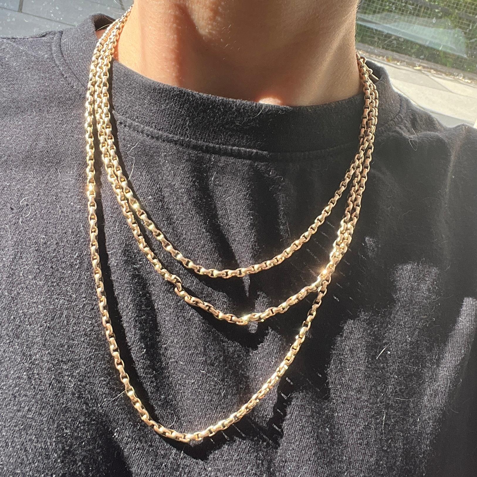 Viktorianische 9 Karat Gold Longuard Halskette im Angebot 1