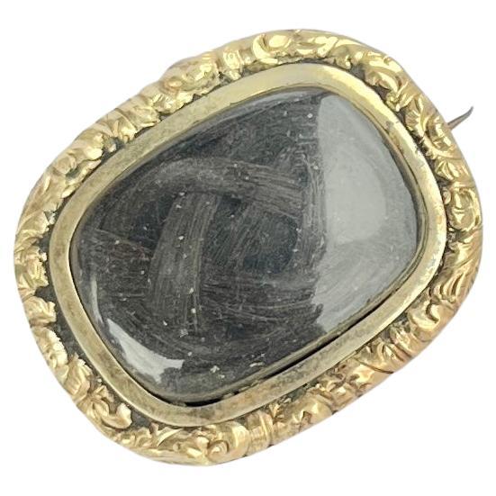 Broche et pendentif de deuil en or 9 carats de l'époque victorienne 