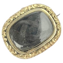 Broche et pendentif de deuil en or 9 carats de l'époque victorienne 