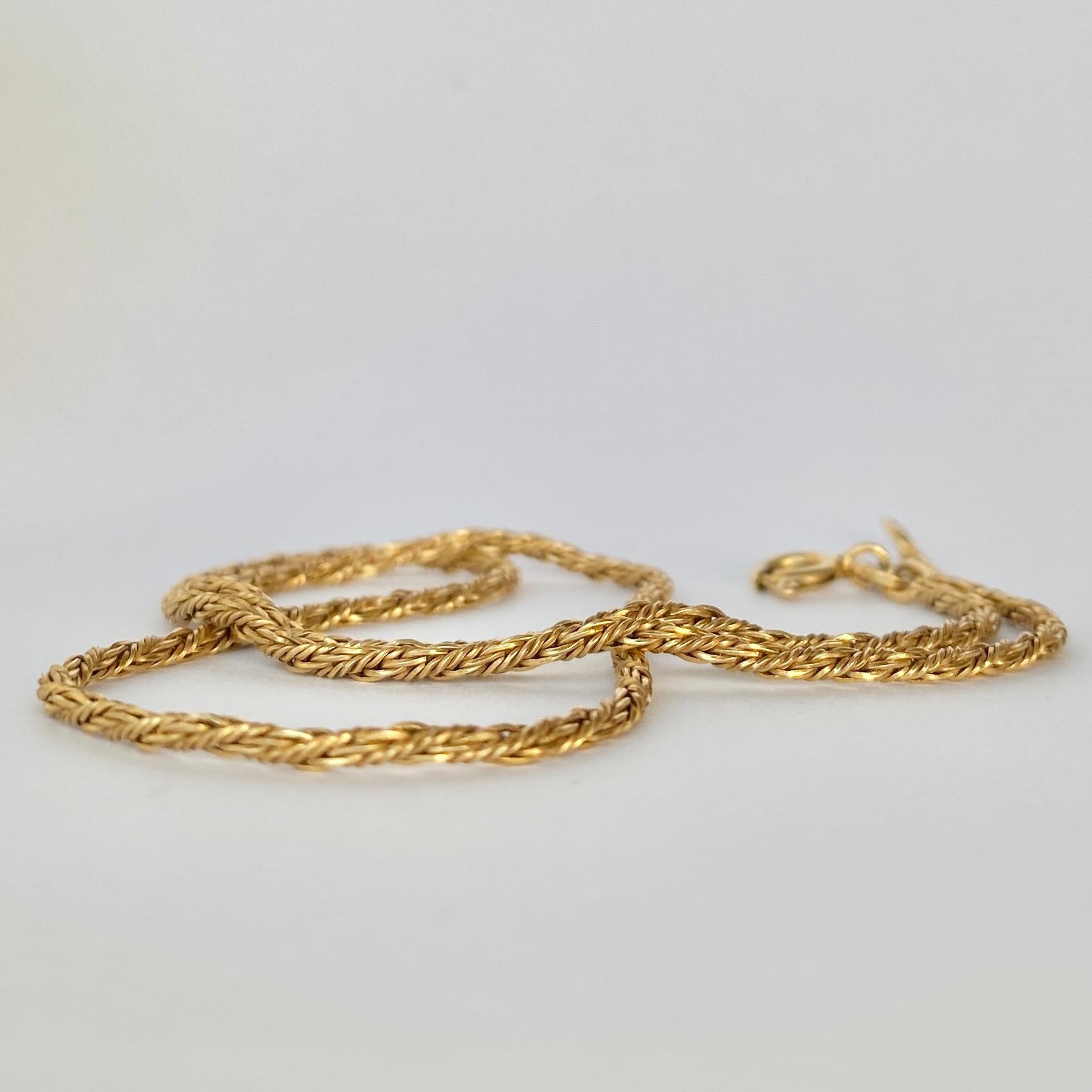 Modern Victorian 9 Carat Gold Rope Twist Link Necklace