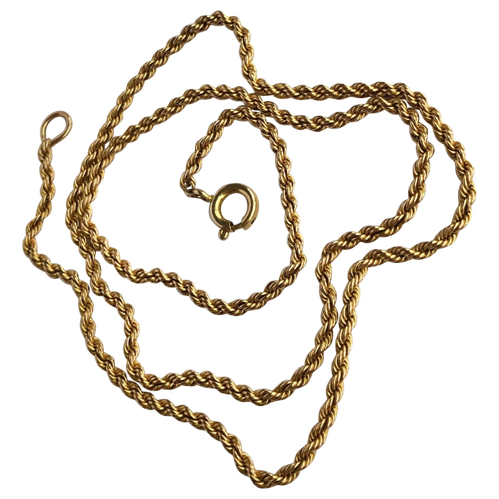 Victorian 9 Carat Gold Rope Twist Link Necklace at 1stDibs