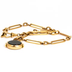 Victorian 9 Carat Gold Trombone Chain Necklace with Pendant