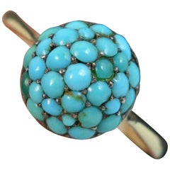 Victorian 9 Carat Gold Turquoise Bombe Cluster Ring