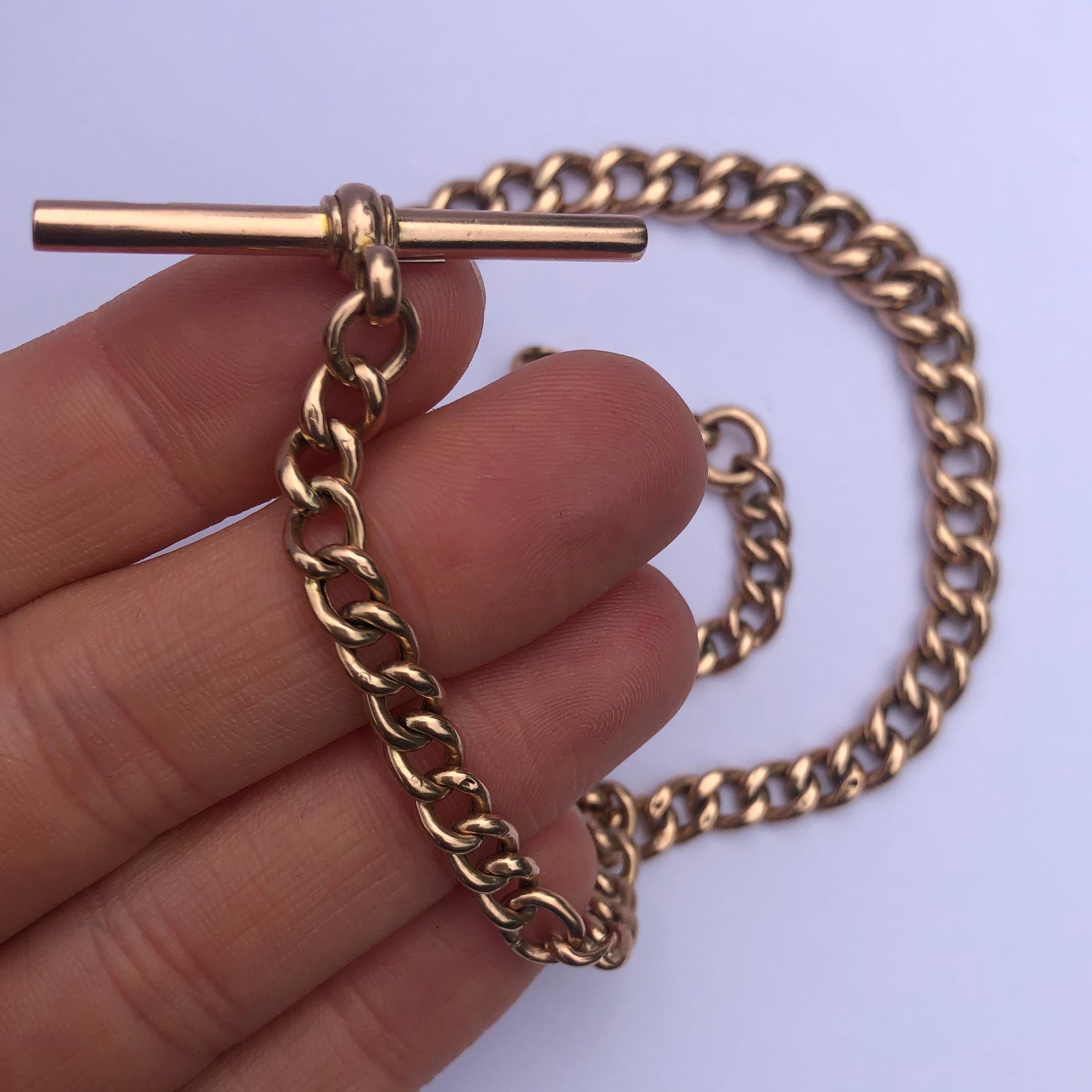 Victorian 9 Carat Rose Gold Albert Chain In Good Condition In Chipping Campden, GB