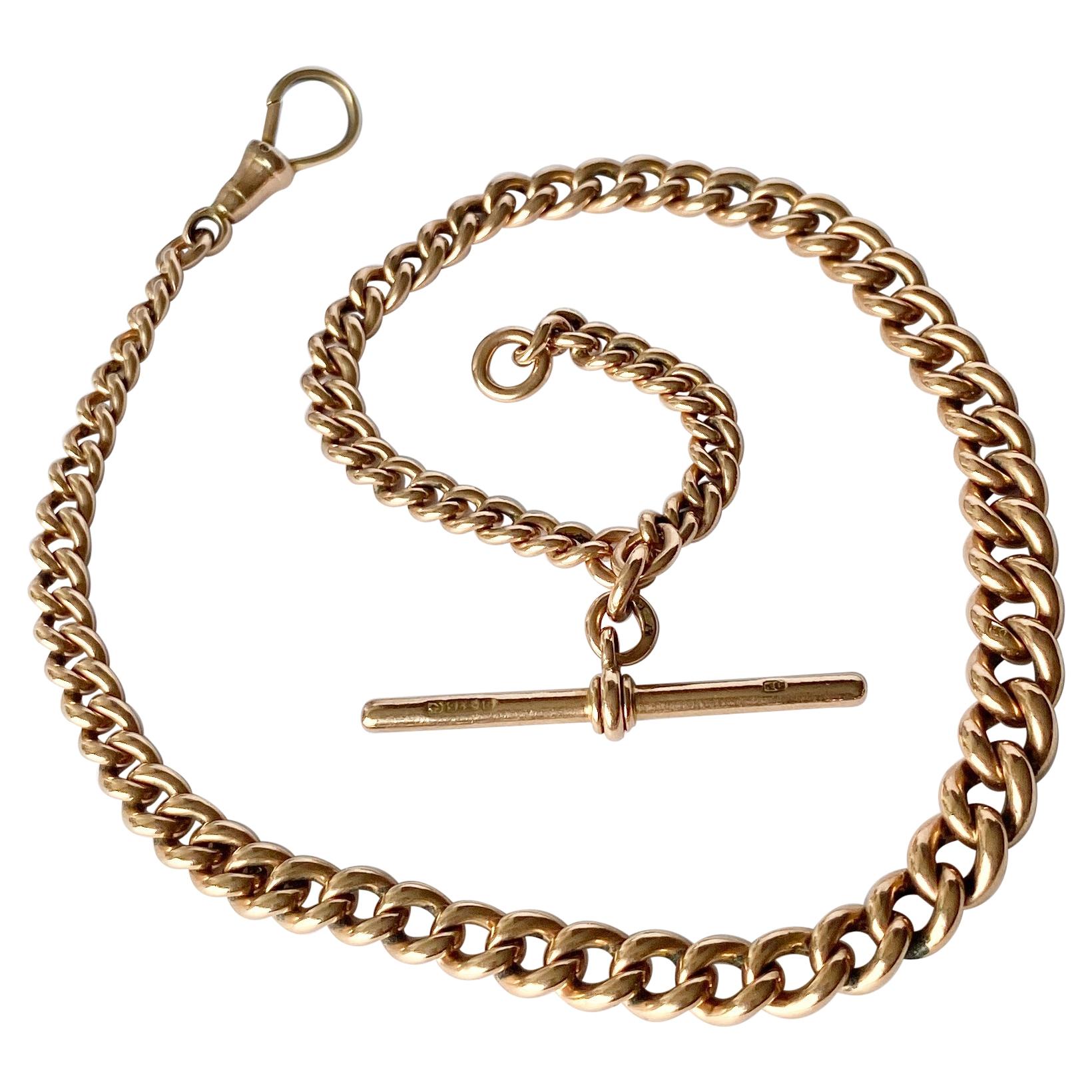 Antique 9ct Albert Chain, T-Bar & Fob 1926 at Segal's Jewellers
