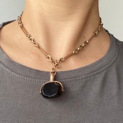 Victorian 9 Carat Rose Gold Albert Chain or Necklace with Smokey Quartz Fob