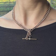 Victorian 9 Carat Rose Gold Albert or Necklace Chain with T-Bar