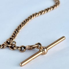 Victorian 9 Carat Rose Gold Albert or Necklace Chain with T-Bar