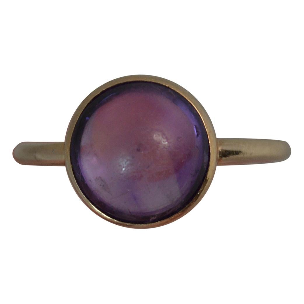 Victorian 9 Carat Rose Gold Amethyst Cabochon Solitaire Ring