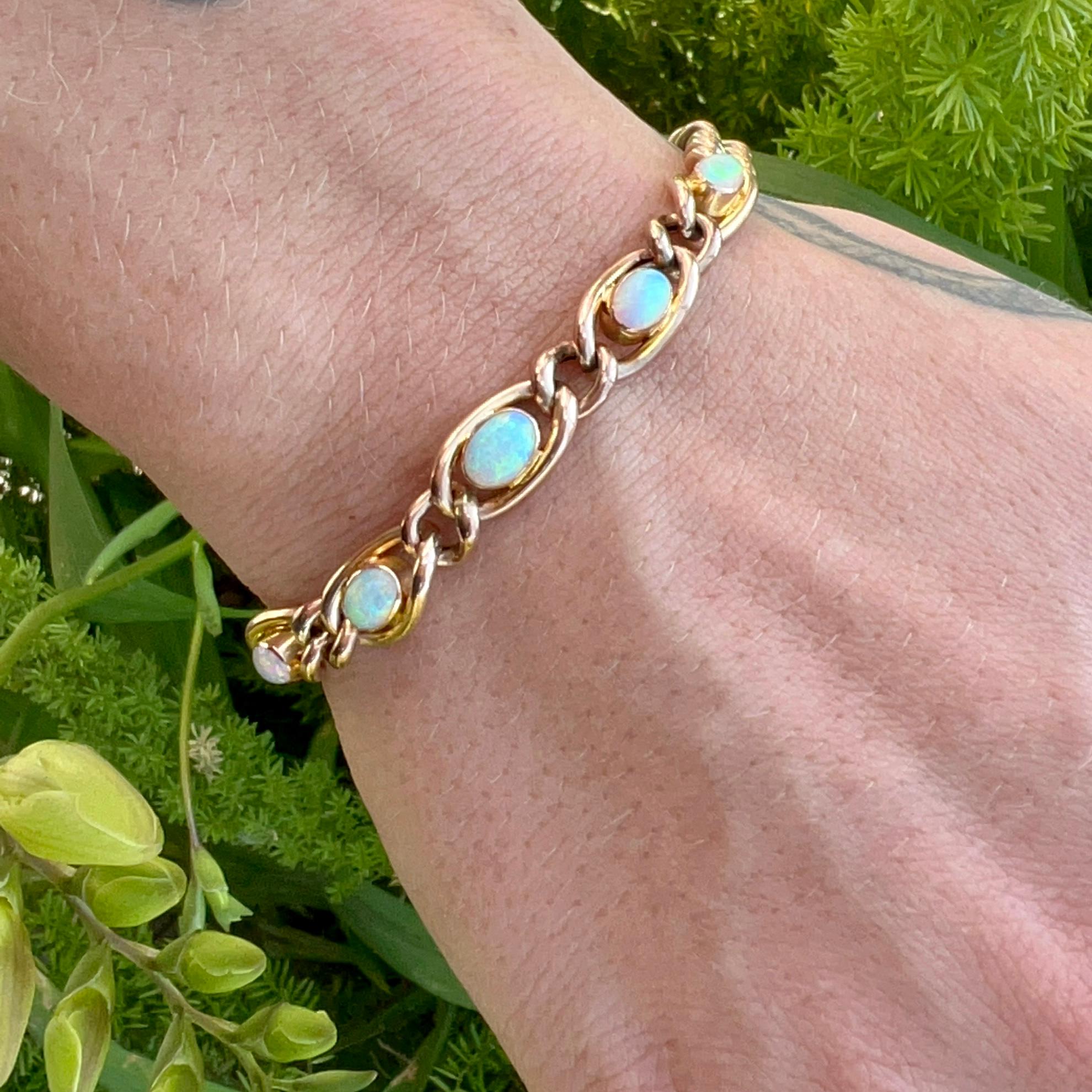 Viktorianisches viktorianisches Armband aus 9 Karat Roségold und Opal mit Herz 6