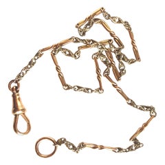 Antique Victorian 9 Carat Rose Gold and White Gold Chain Necklace