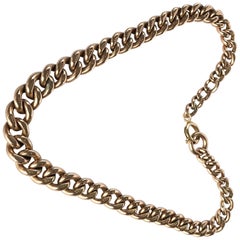 Antique Victorian 9 Carat Rose Gold Curb Chain Bracelet