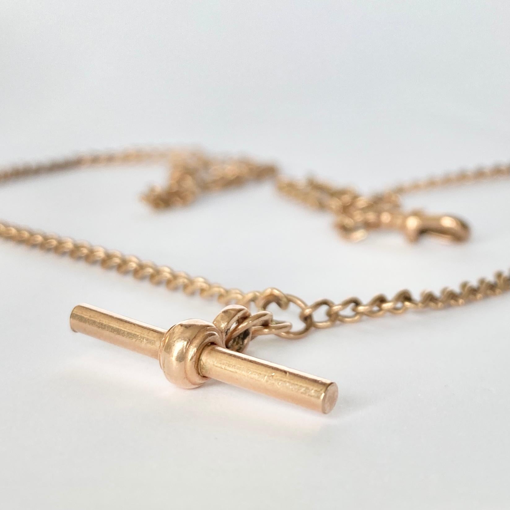 Victorian 9 Carat Rose Gold Double Albert Chain In Good Condition In Chipping Campden, GB