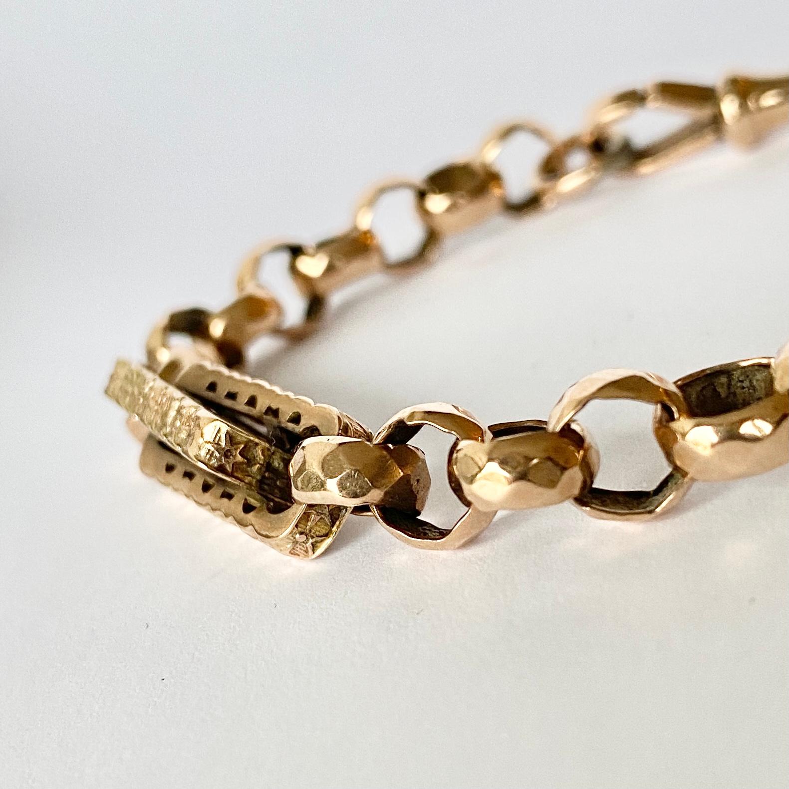 Women's or Men's Victorian 9 Carat Rose Gold Fancy Chain Bracelet