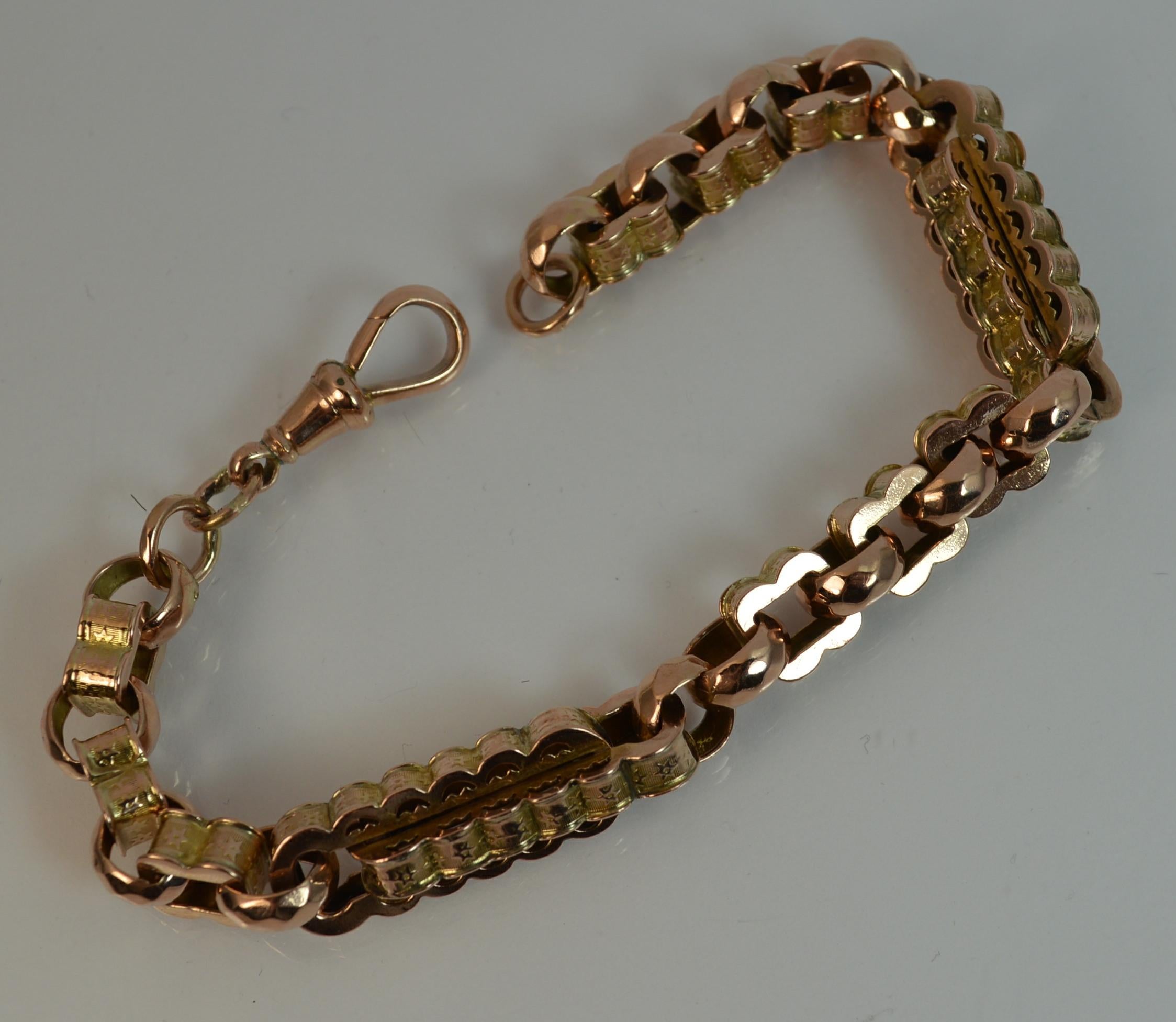 Women's or Men's Victorian 9 Carat Rose Gold Fancy Link Pocket Watch Chain Bracelet