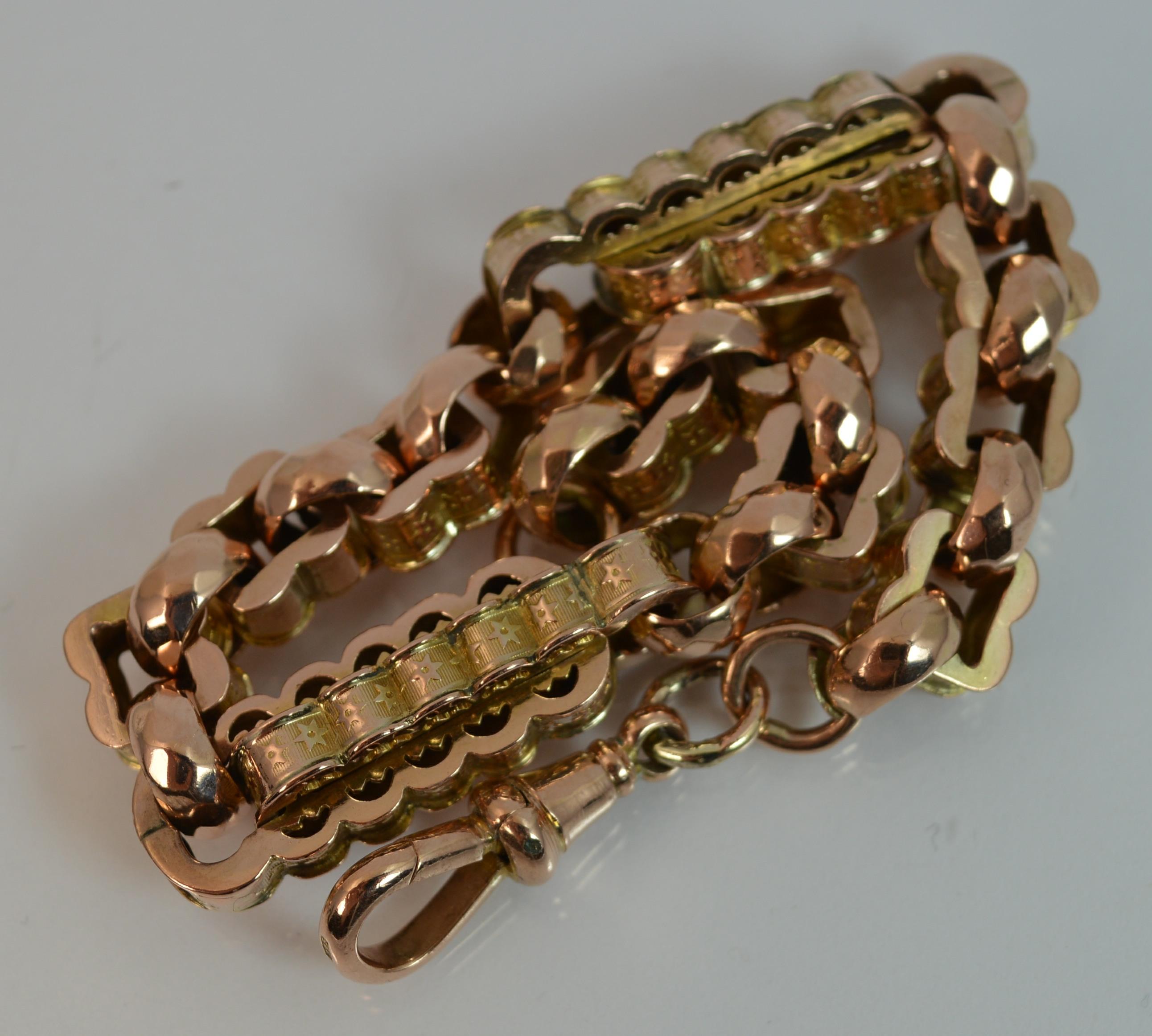 Victorian 9 Carat Rose Gold Fancy Link Pocket Watch Chain Bracelet 2