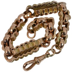 Victorian 9 Carat Rose Gold Fancy Link Pocket Watch Chain Bracelet