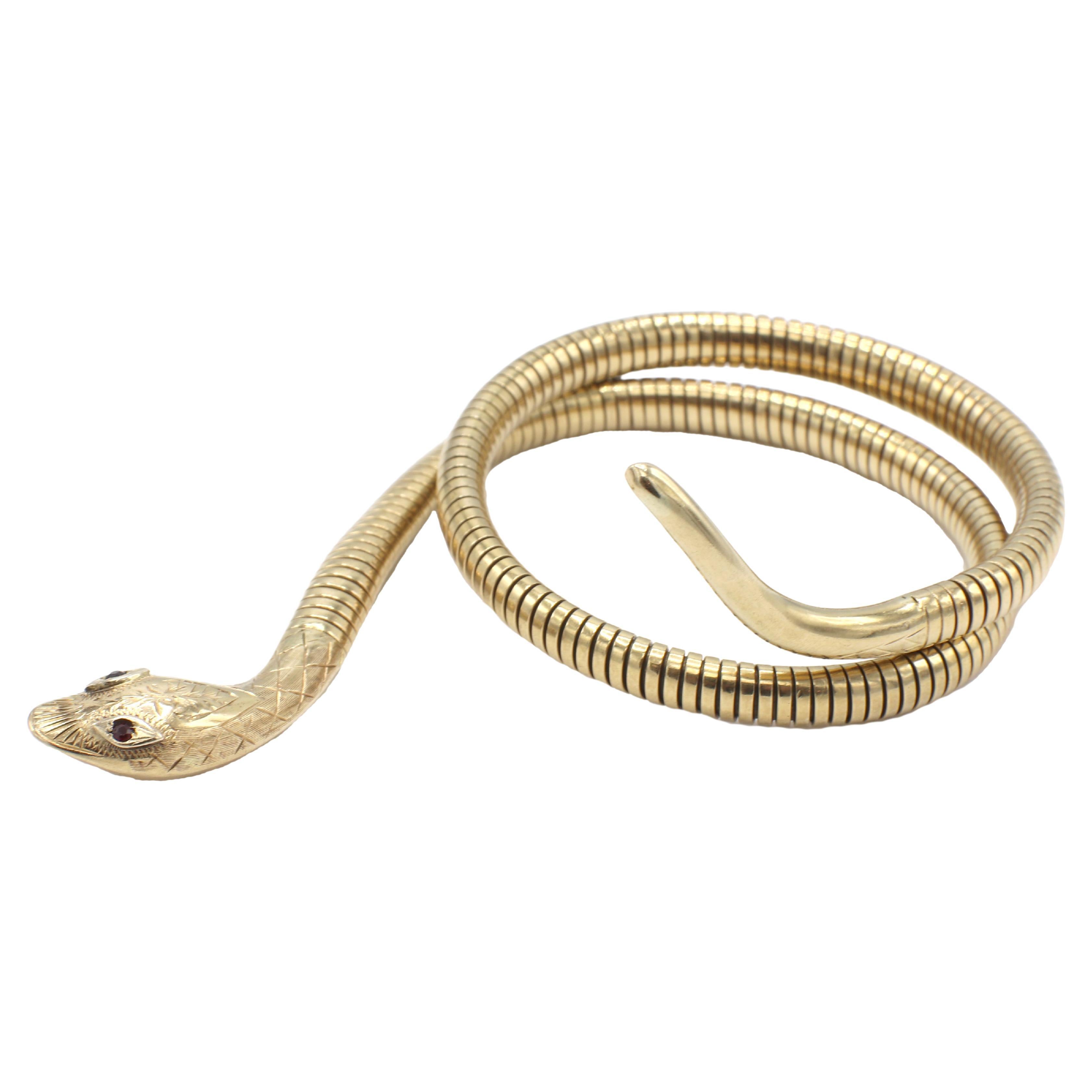 Wonderful Victorian Coral Coiled Snake Bracelet For Sale at 1stDibs