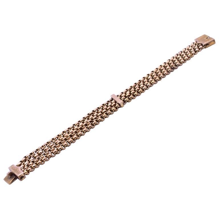Victorian 9 Karat Four Strand Belcher Chain Bracelet with Fancy ...