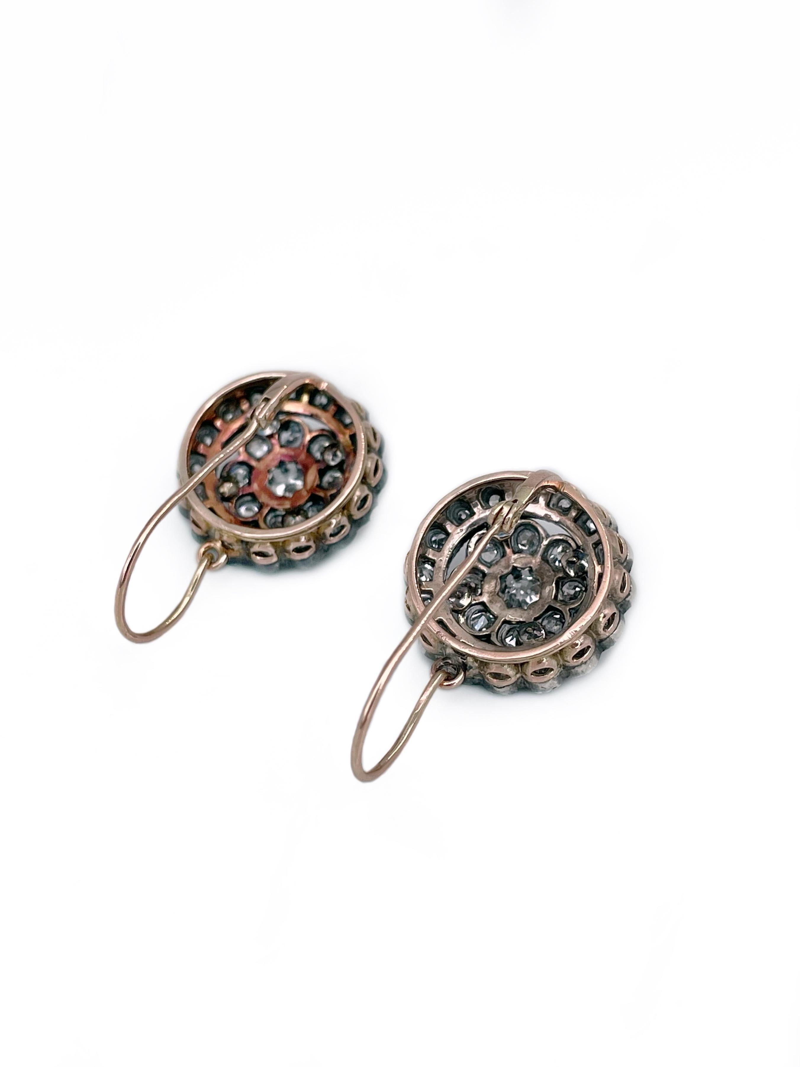 Boucles d'oreilles victoriennes en or 9 carats 3.20 carats avec diamant sur le devant Pour femmes en vente
