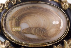 Victorian 9 Karat Gold, Black Enamel and Hair Mourning Brooch