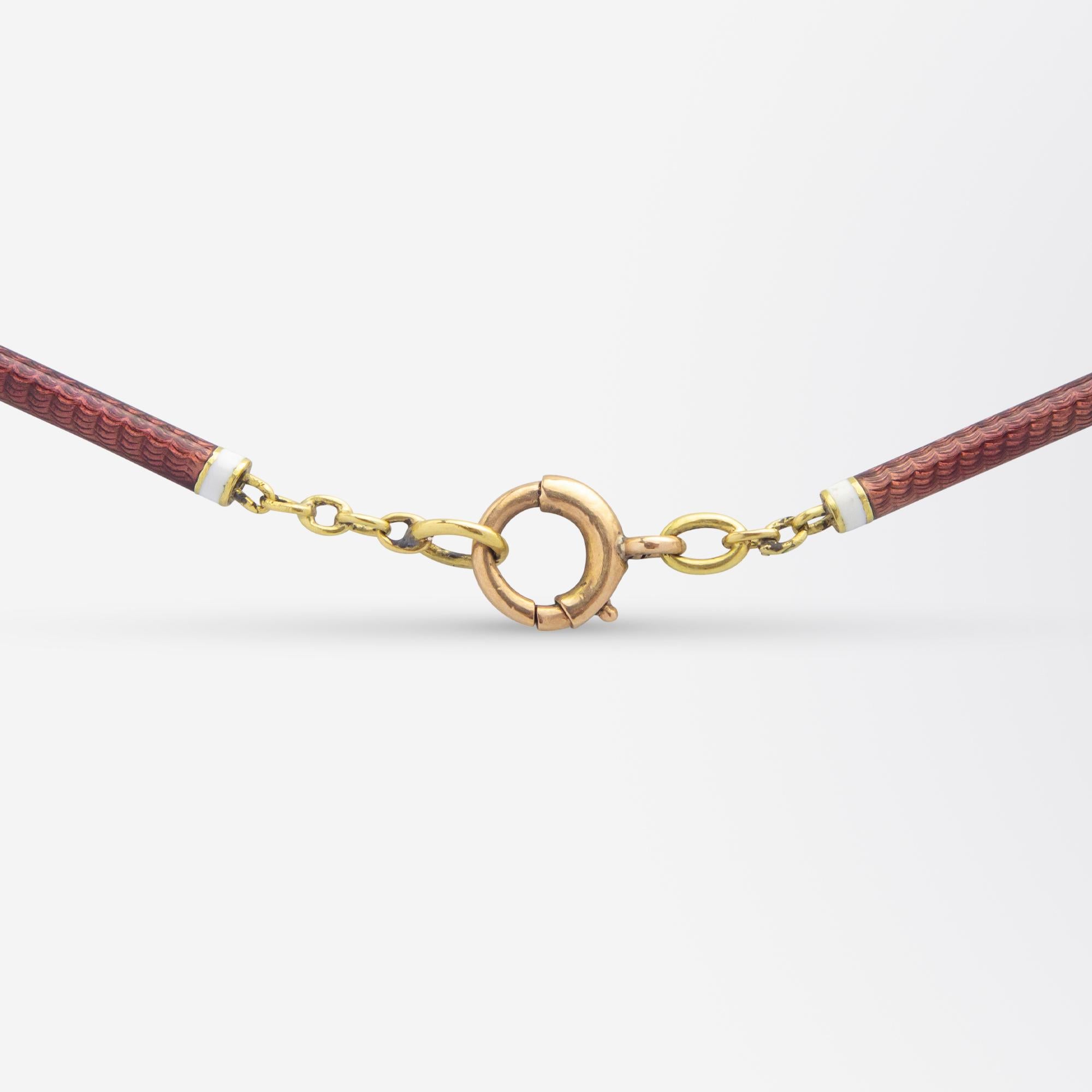 Victorian 9 Karat Gold & Enamel 'Baton' Necklace 1