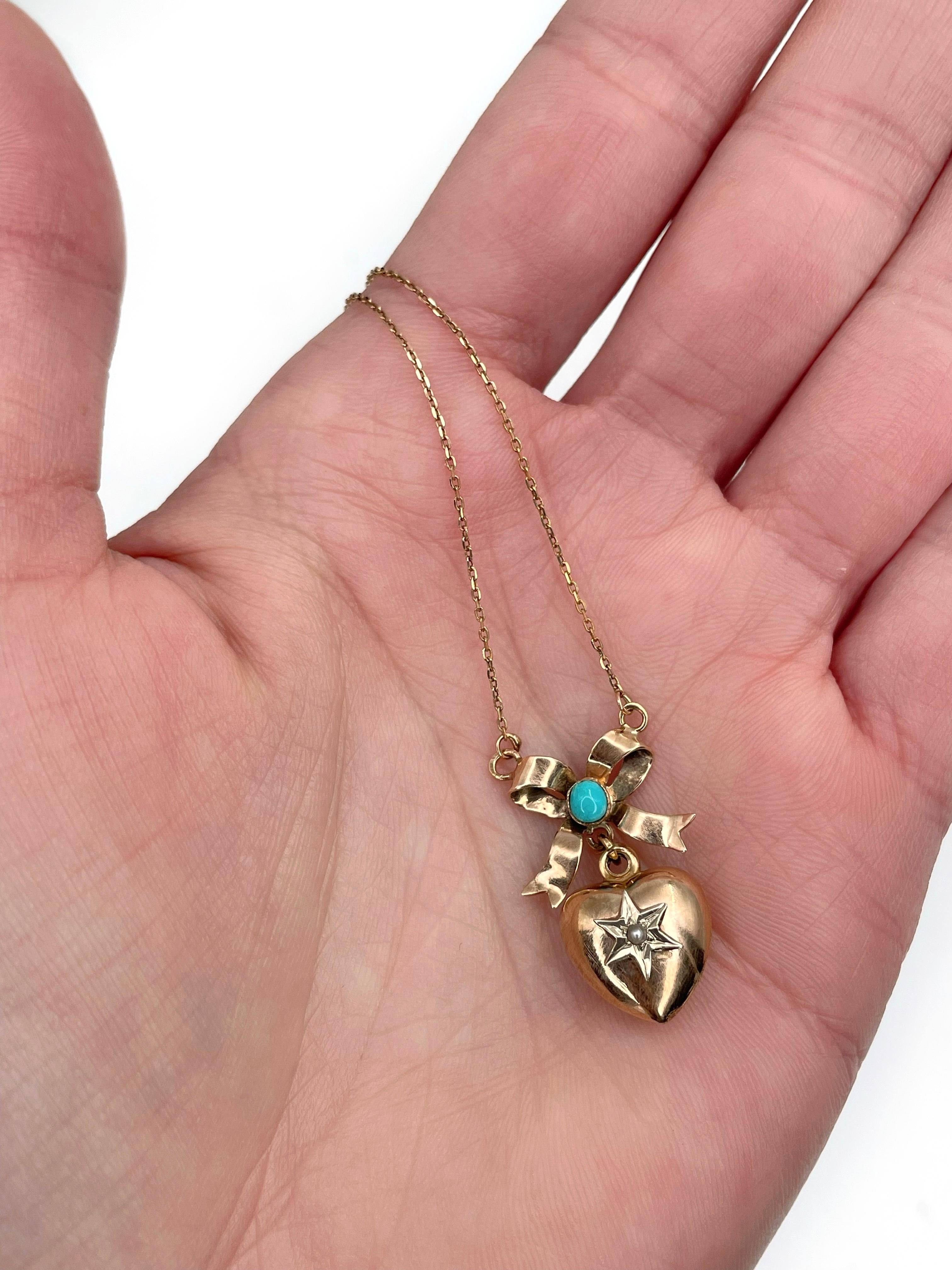 bow heart necklace