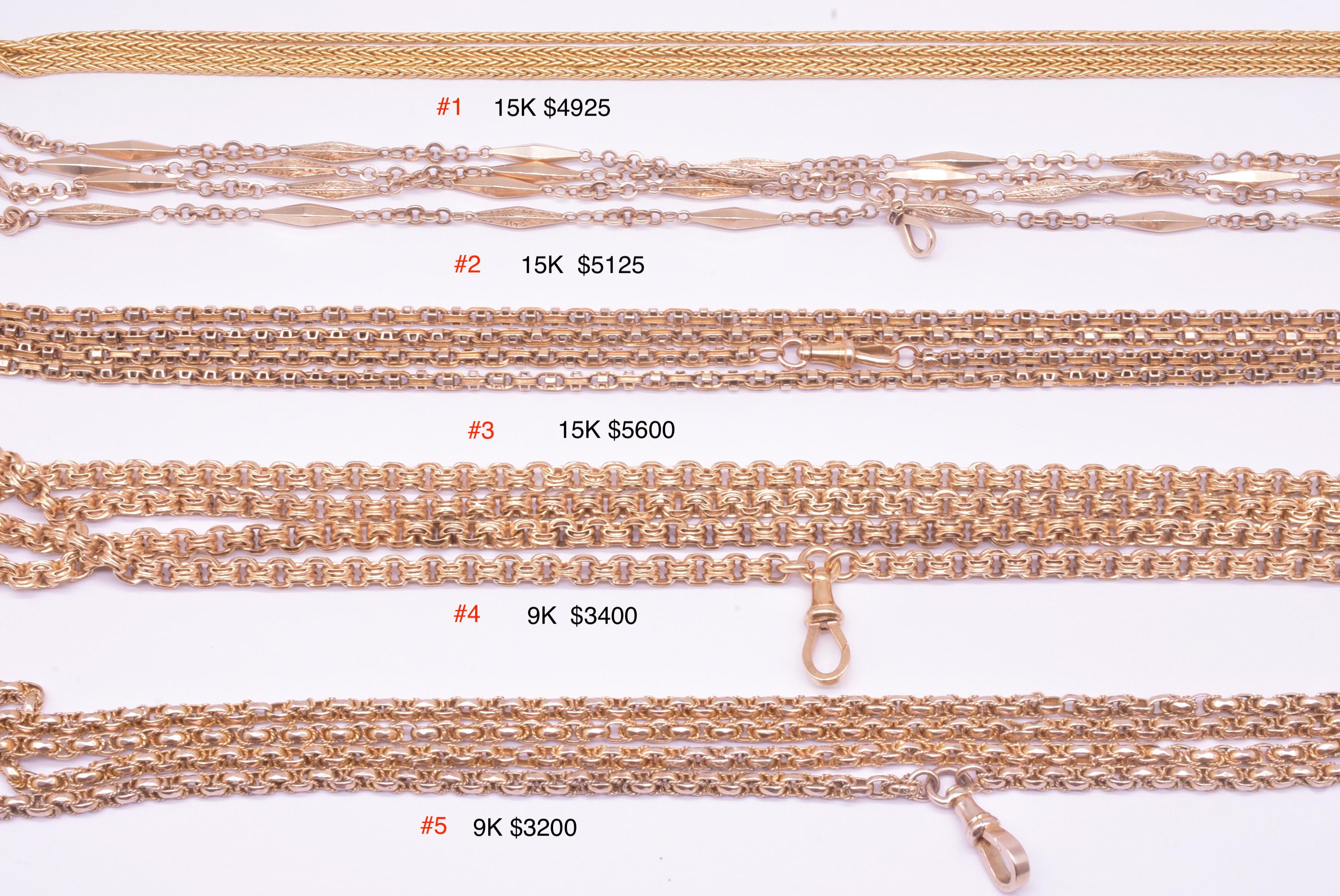 Victorian 9 Karat Love Knot Long Guard Watch Chain For Sale 8