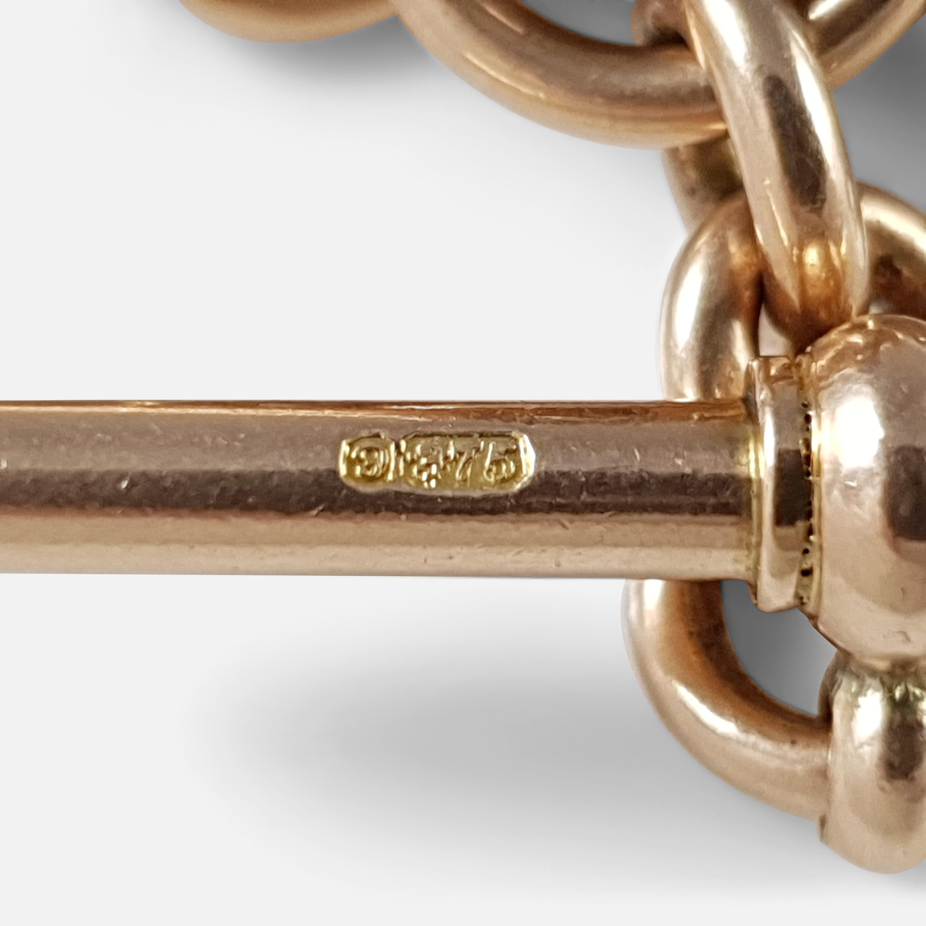 Victorian 9 Karat Rose Gold Trombone Link Albert Watch Chain Chester 1897 5
