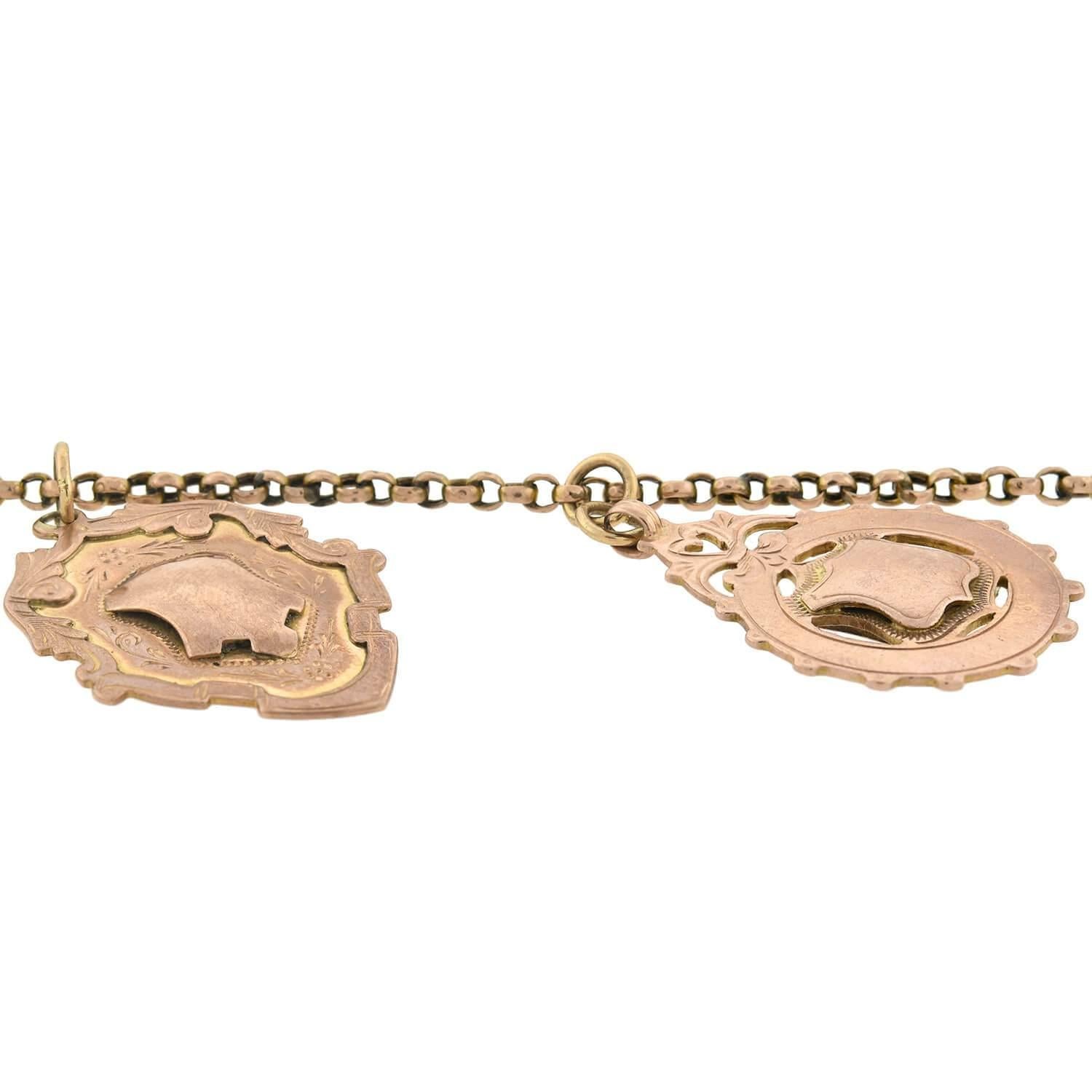 Collier pendentif médaillon victorien multi-méditerranéen en or rose 9 carats Bon état - En vente à Narberth, PA