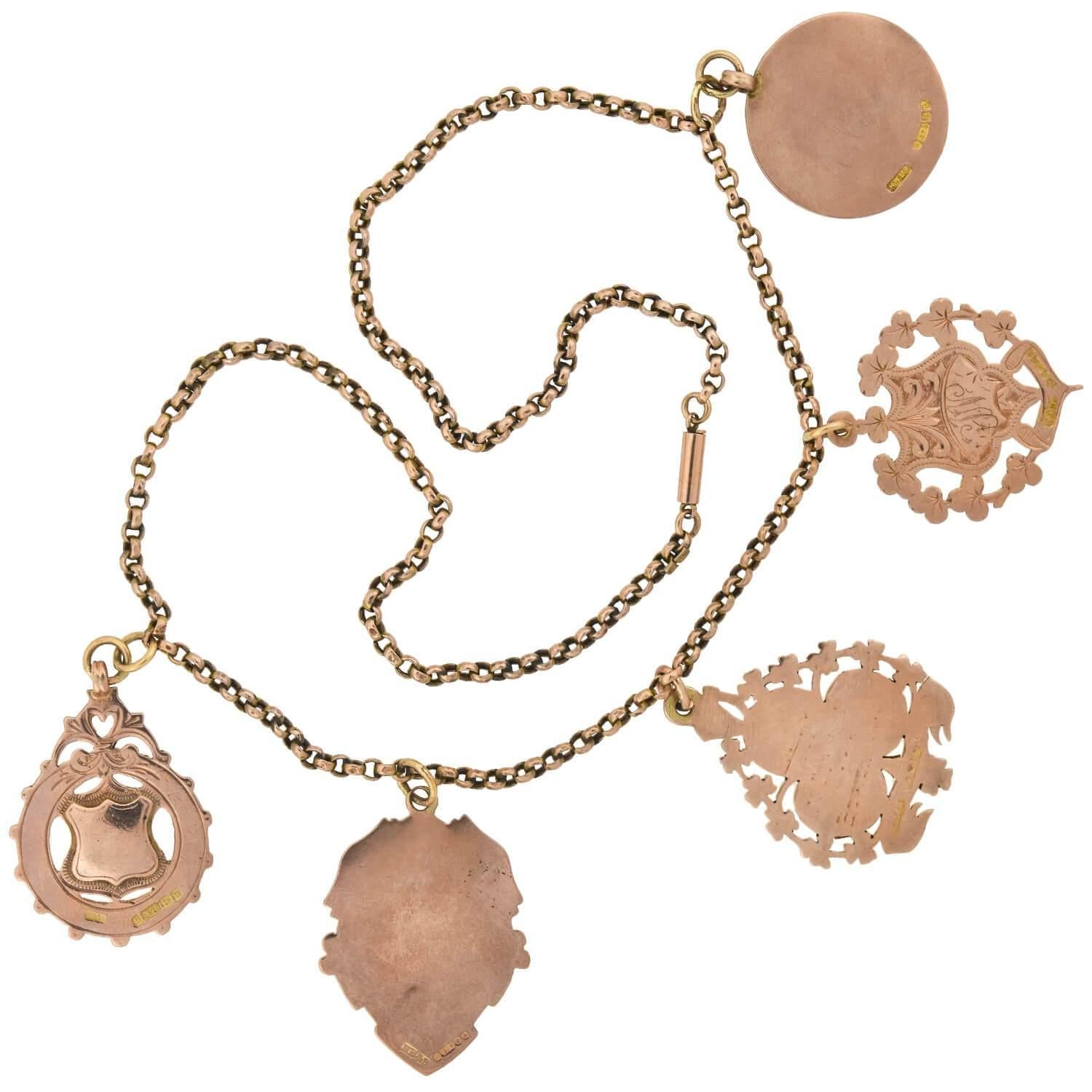 Collier pendentif médaillon victorien multi-méditerranéen en or rose 9 carats Pour femmes en vente