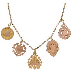 Antique Victorian 9 Karat Rose Gold Multi-Medallion Pendant Necklace