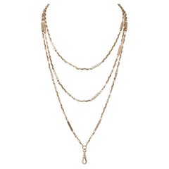 Victorian 9 Karat Yellow Gold Antique 71 In Long Fancy Bar Link Chain Necklace