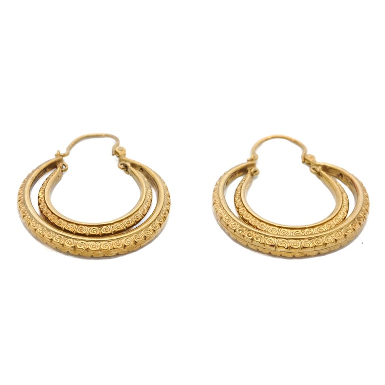 Victorian Gold Double Creole Hoop Earrings