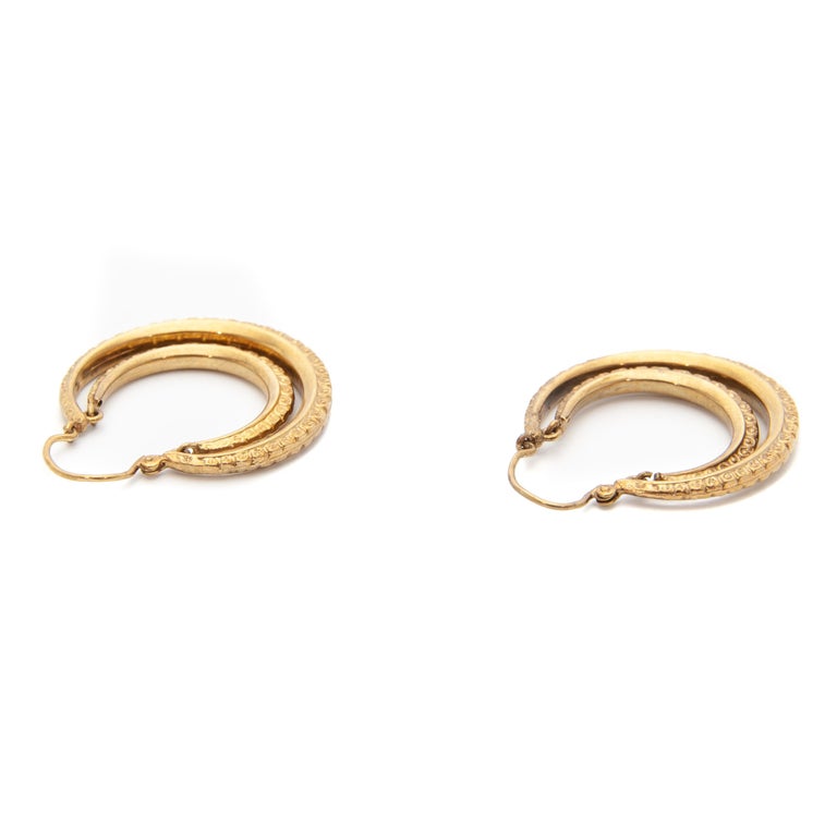 Women's or Men's Gold Double Creole Hoop Earrings