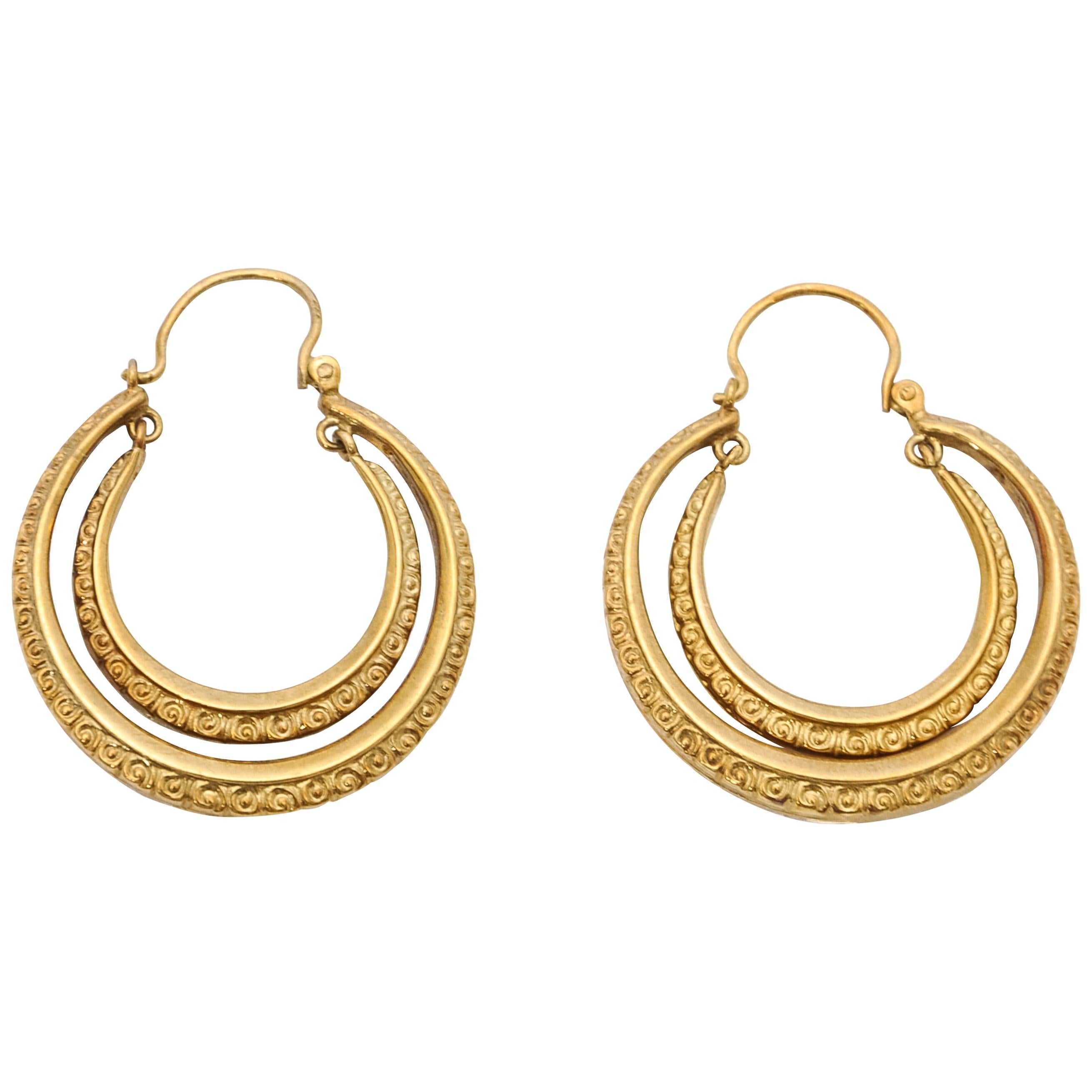 Gold Double Creole Hoop Earrings at 1stDibs | creole hoop earrings ...