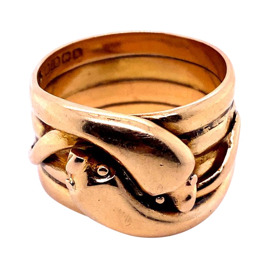 Bague serpent victorienne en or jaune 9 carats