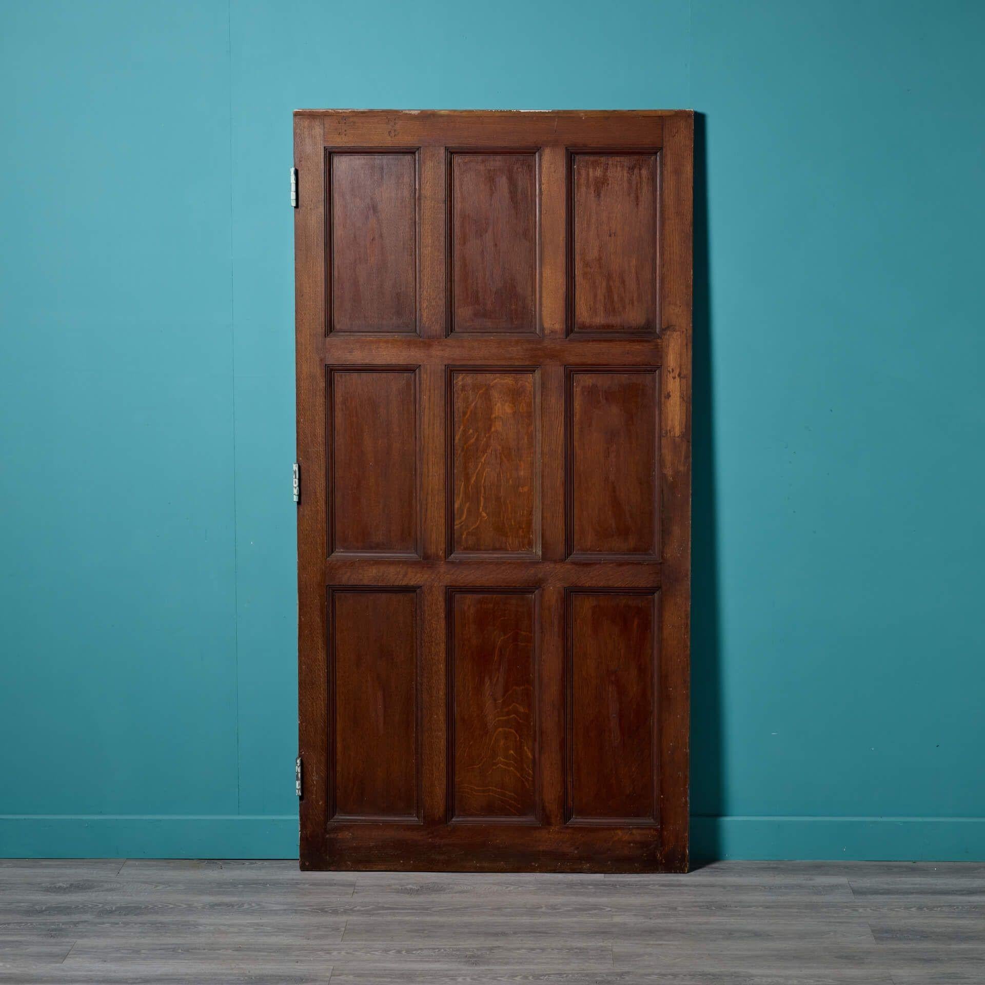 English Victorian 9 Panel Oak Door For Sale