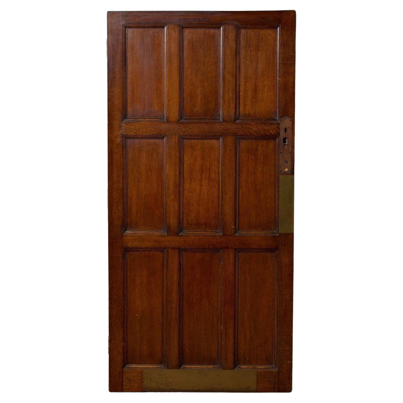 Victorian 9 Panel Solid Oak Door For Sale