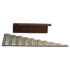 Jeu de dominos victorien "9-Spot" 55 Pieces dans une boîte en bois dur articulé, C.S.