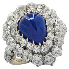 Bague Victorienne 9.00 Carat Cabochon Saphir et Diamant