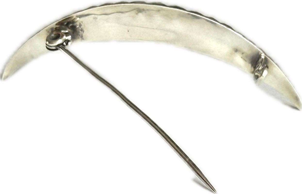 Viktorianische Brosche aus 925er Sterlingsilber mit Halbmond, besetzt mit Perlen, 1990er Jahre im Angebot 11