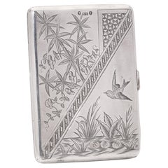 Victorian 925 sterling silver Japan inspired card case 
