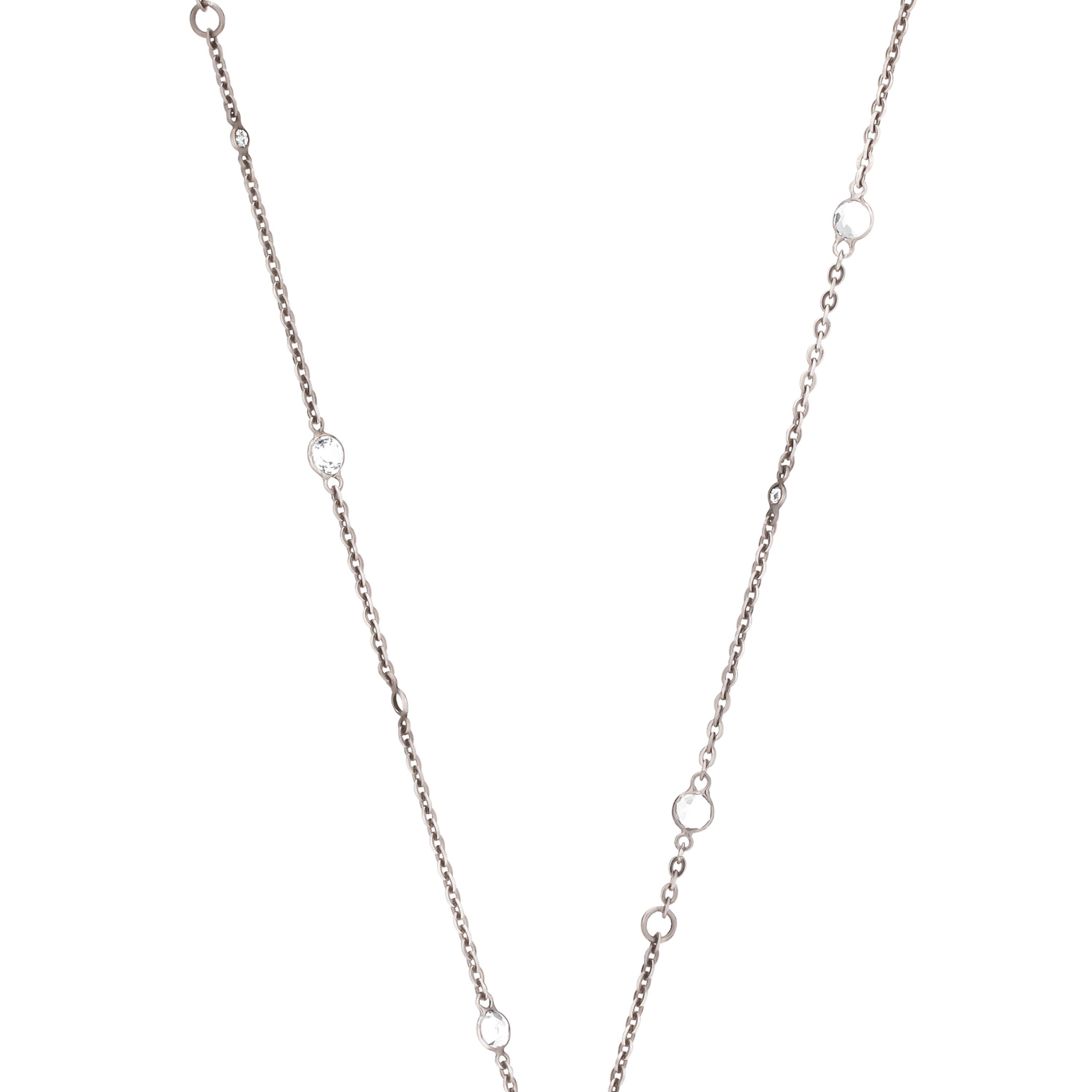 Victorian 9.36 Cttw Natural Citrine and Diamond Necklace In 18K/SS In New Condition For Sale In New York, NY