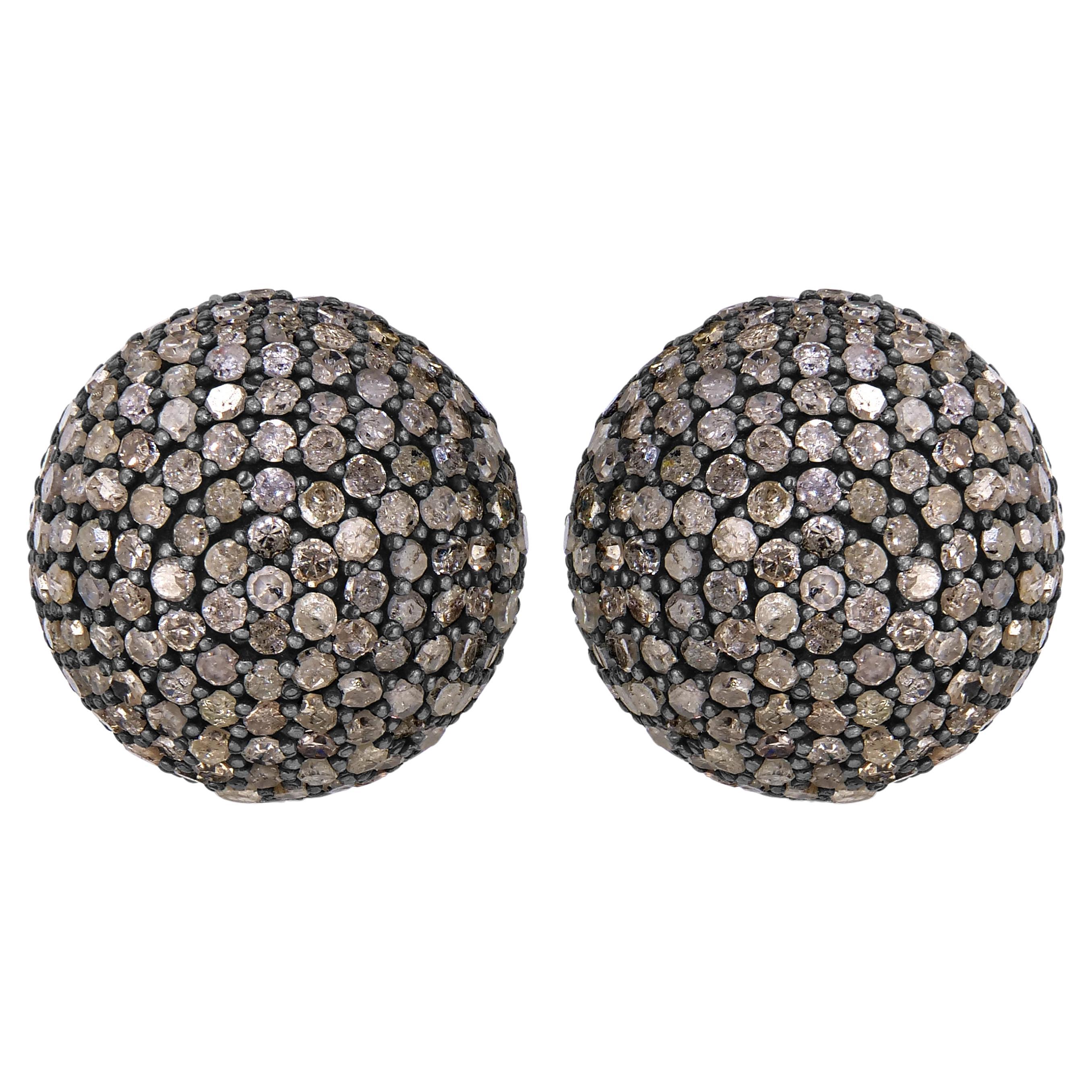 Victorian 9.48 Cttw. Diamond Double Globe Stud Earrings