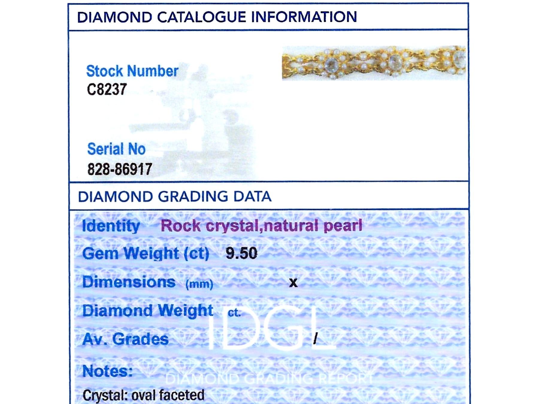 Bracelet victorien en cristal de roche et perle naturelle de 9,50 carats en or jaune 18K en vente 4