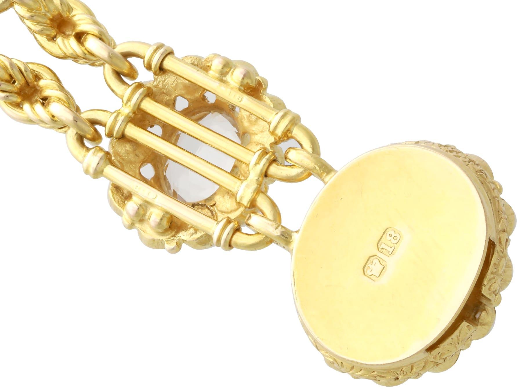 Bracelet victorien en cristal de roche et perle naturelle de 9,50 carats en or jaune 18K Unisexe en vente